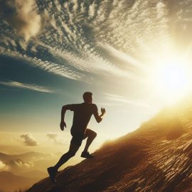 A person running up a hill as they gain self-discipline.