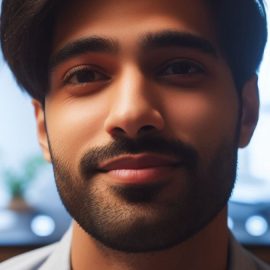 A young man with a slight smile, trying to deal with hardship.