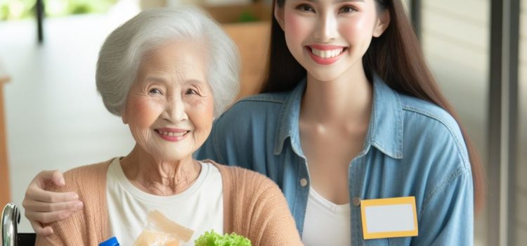 Perspectives on Moral Well-Being: How Do You Measure Virtue? A young woman helping an older woman's moral well being by volunteering to help her grocery shop.