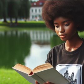 A young woman reading in a park.