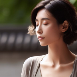 A woman looks relaxed outside
