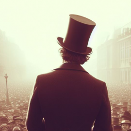 A man with a stovepipe hat giving a speech