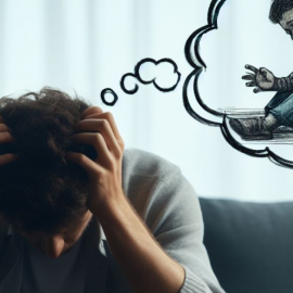 A man thinking about his childhood trauma.