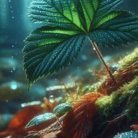 A sprout growing on the forest floor