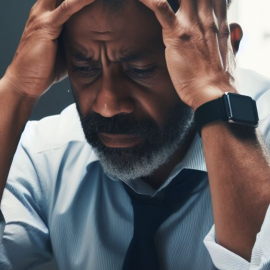 A stressed man at work