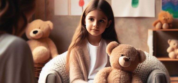 Understanding Complex PTSD and How to Recover From It A girl holding a teddy bear in therapy