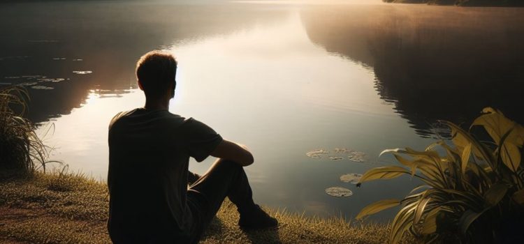 How to Have More Patience: The 2 Key Ways to Slow Down A person learning how to have more patience as they sit by a peaceful lake.