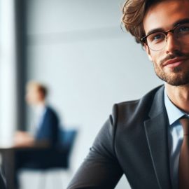 A man displaying a quality to look for in an employee by dressing professionally.