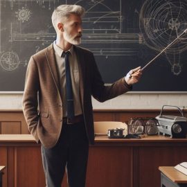 A professor teaching a lecture in a classroom
