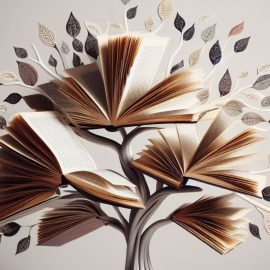 Books sprouting out of a tree