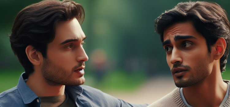 How to Determine Authenticity in Relationships (Leo Skepi) Two men talking outside.