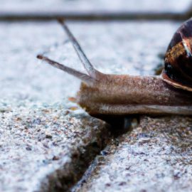 A snail crossing a crack in the ground, representing a "slow but steady" mindset.