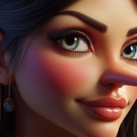 A woman with a long Pinocchio nose who needs to be exposed as a liar.