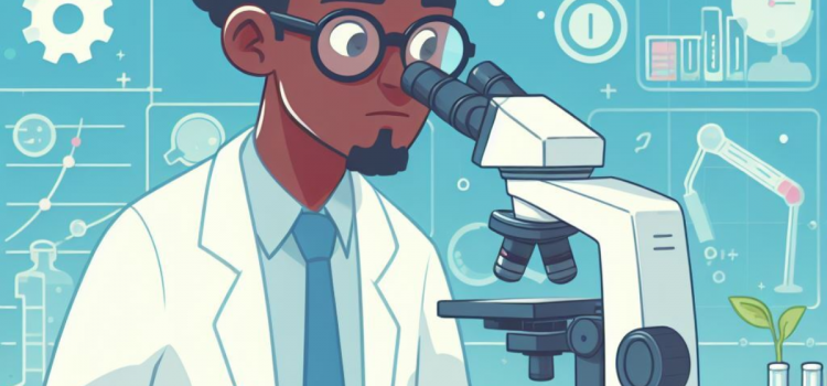 The Importance of Sexual Health Education and Awareness A male scientist looking into a microscope, studying the importance of sexual health.