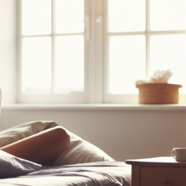 Learn how to go down on a woman, picture of a woman stretching in bed