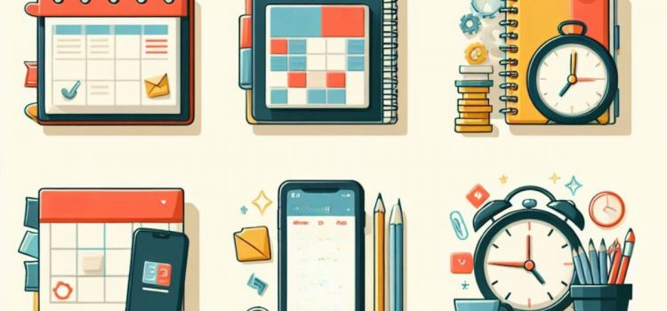 Different calendars and clocks illustrate how to schedule your day