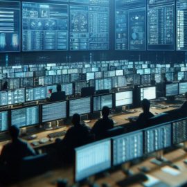People working at a command center full of computer screens, searching what the misinformation effect is.