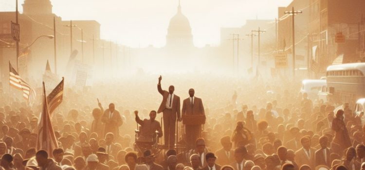 The Black Power and Civil Rights Movements (Howard Zinn) People assemble during the Black Power and Civil Rights movements in Washington DC
