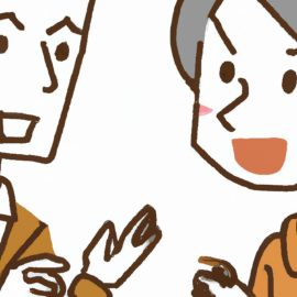 Cartoon drawing of a man and woman engaged in a conversation, illustrating what Verbal Judo is