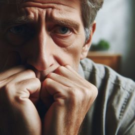 A worried man holding his hands to his face, wondering how to get out of a slump