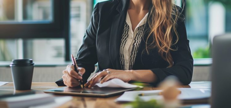 The 3 Principles of Effective Platform Management A business woman writing on a desk, representing platform management.