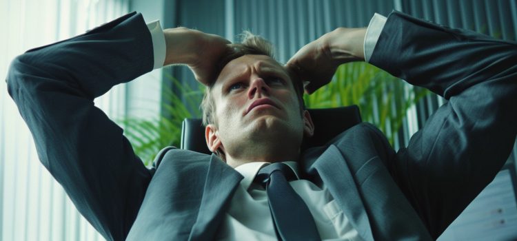 How to Identify Hidden Organizational Problems A business manager in a suit and tie stressed from organizational problems.