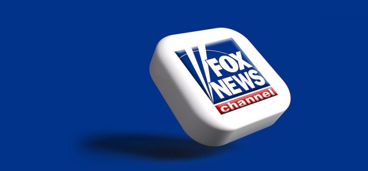 a Fox News channel icon in 3D on a blue background
