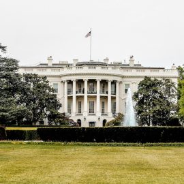 The White House and back lawn in Washington, DC, circa 2012