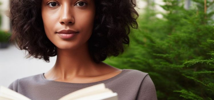 Dan Martell’s Buy Back Your Time: Book Overview & Takeaways a woman with dark wavy hair holding a book while standing in front of evergreen trees