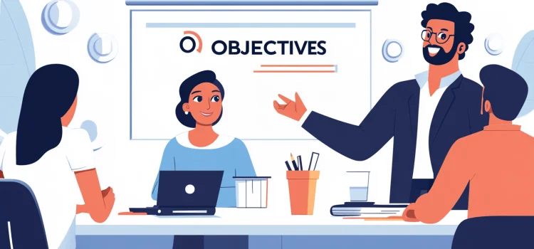 How to Set Team Objectives: A Goal to Work Toward A manager demonstrating how to set team objectives at a meeting with employees