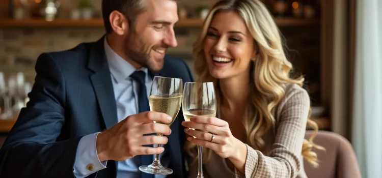 How to Live a Rich Lifestyle: Managing Relationships & Money A wealthy couple clinking champagne glasses together in a toast illustrates how to live a rich lifestyle