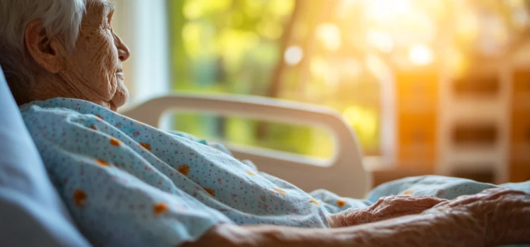 The Top Five Regrets of the Dying: Book Overview & Lessons An elderly man in a hospital bed who is looking out a window at the sun