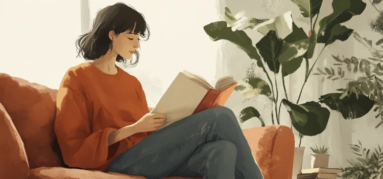 Precious Little Sleep: Book Overview (Alexis Dubief) A mother reading a book on a couch