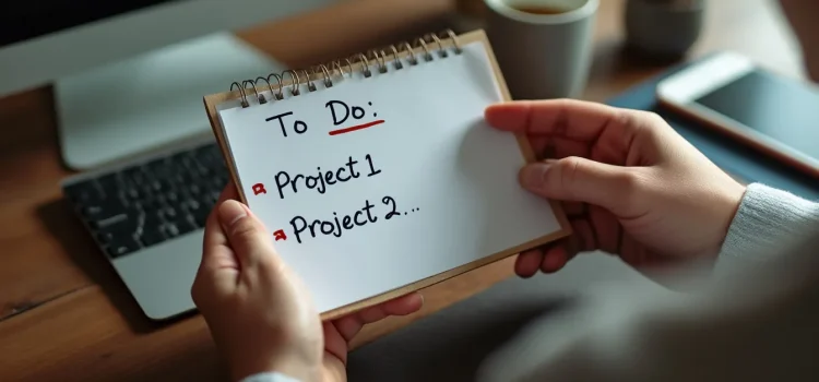 How to Do Less at Work: Slow Productivity’s 1st Principle A person holding a "To Do" list that has two items on it ("Project 1" and "Project 2") illustrates how to do less at work