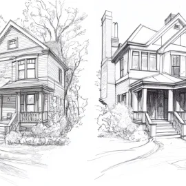 The designs of two different houses side by side made by architectural decisions