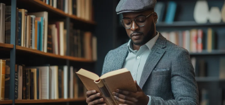 Making My First Ten Million by Brian Carruthers: Book Overview A man reading a book in a library