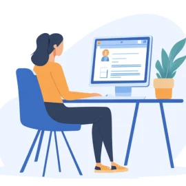 A woman applying for a job online illustrates algorithmic discrimination