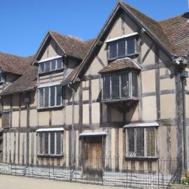 William Shakespeare's early life is illustrated by his birthplace in Stratford-Upon-Avon