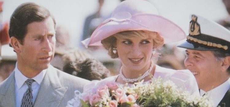 Princess Diana looking away from Prince Charles illustrates Princess Diana's relationships outside of their marriage
