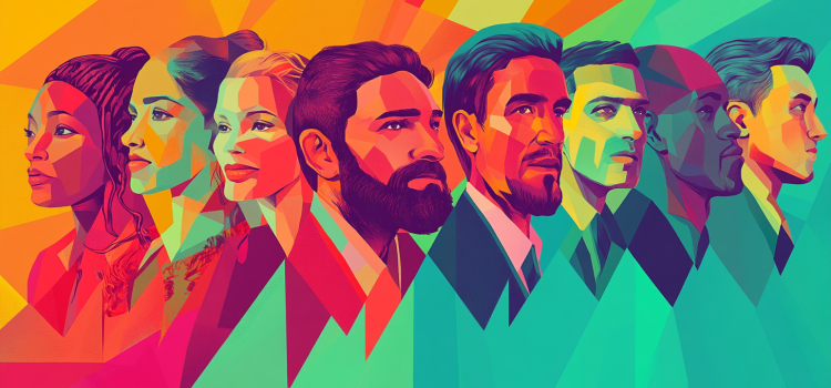 A colorful illustration of business managers with effective leadership skills