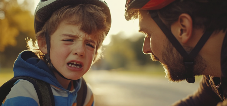 How to Raise Resilient Children: 2 Tips for Parents A father trying to raise a resilient child by talking to them after a bike accident