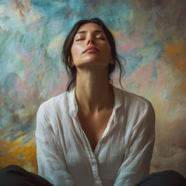 A woman with dark hair facing upward with her eyes closed illustrates how to reconnect with your body