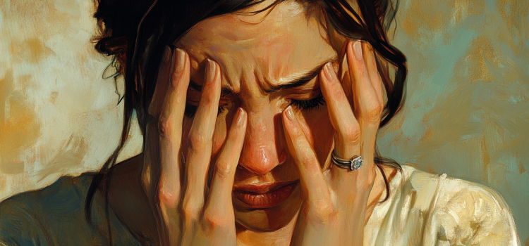 A woman grieving after cancer took her spouse