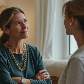 A woman listening intently and understanding what another woman says illustrates linguistic intelligence