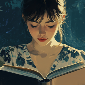 A woman reading a book