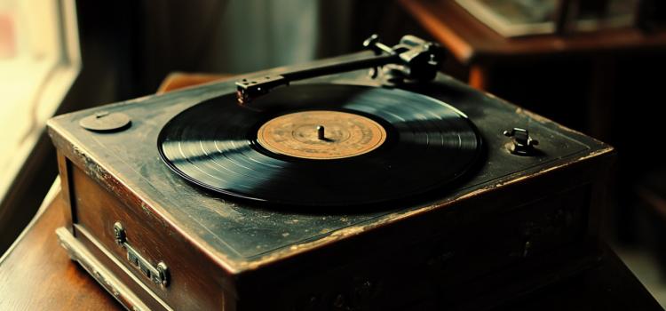 An old record player on a table near a window because music is good for memory decline
