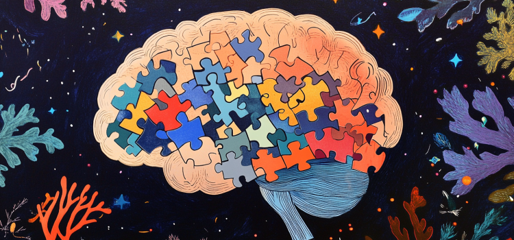 An illustration of a jigsaw puzzle inside a brain illustrates memory distortion