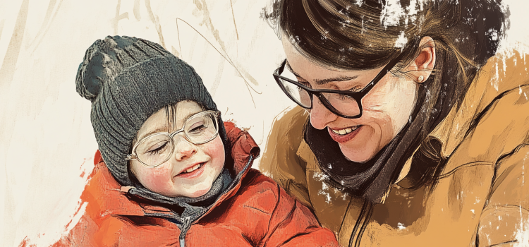 Parenting a Child With a Disability: Illness vs. Identity A sketch of a mother and a child wearing glasses illustrates parenting a child with a disability