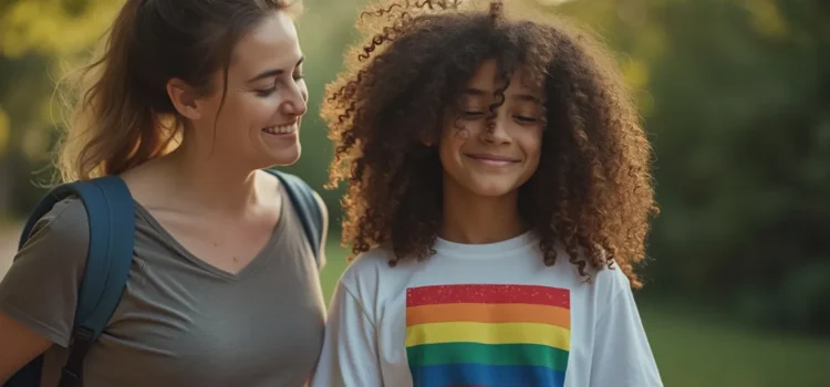 My Child Is Different: How to Parent Exceptional Children A mother and a teenager (who's wearing a T-shirt with a pride flag on it) illustrates parenting exceptional children