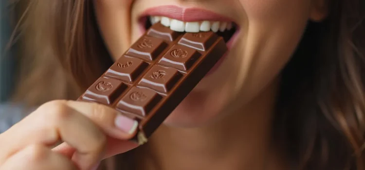 How Perceptions Are Formed With the Unconscious Mind A woman taking a bite of a chocolate bar illustrates how perceptions are formed